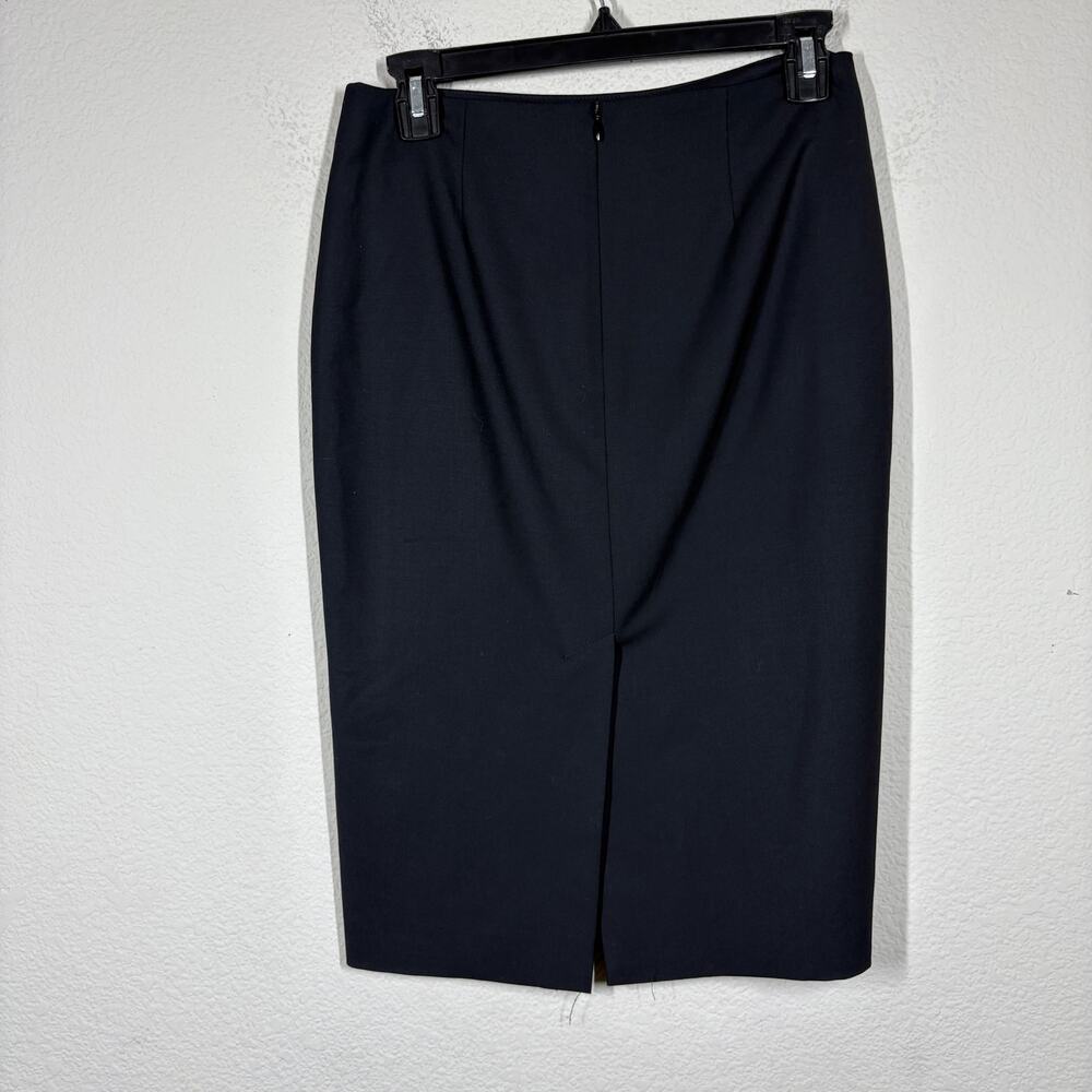 Theory Womens Size 0 Skinny Pencil Skirt Black Wool Blend Stretch Back Career - Picture 3 of 9